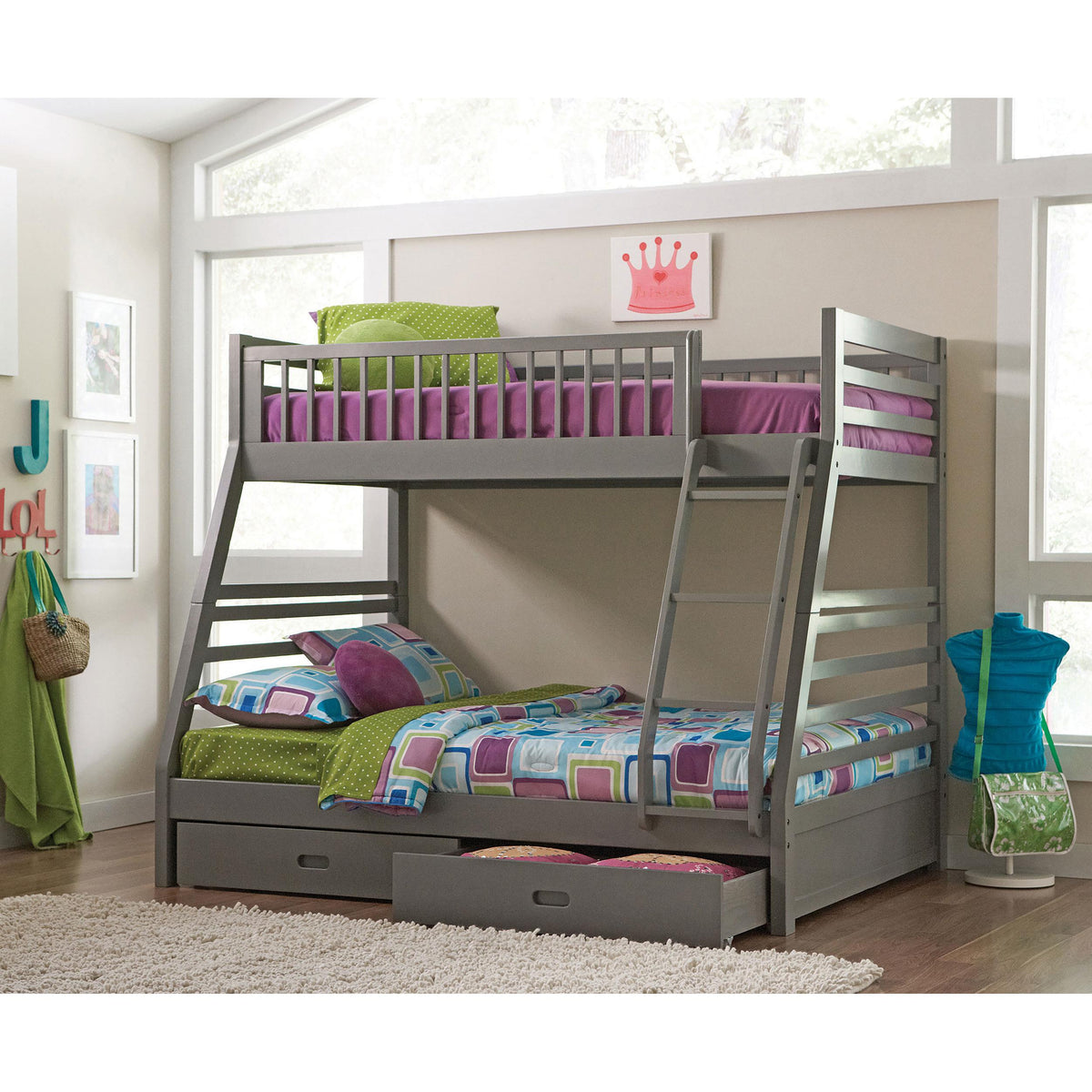 Coaster Furniture Ashton 460182 2-Drawer Wood Twin Over Full Bunk Bed - Grey IMAGE 4
