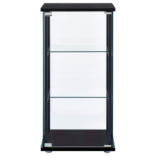Coaster Furniture Cyclamen 950179 3-shelf Clear Glass Curio Display Cabinet - Black IMAGE 2