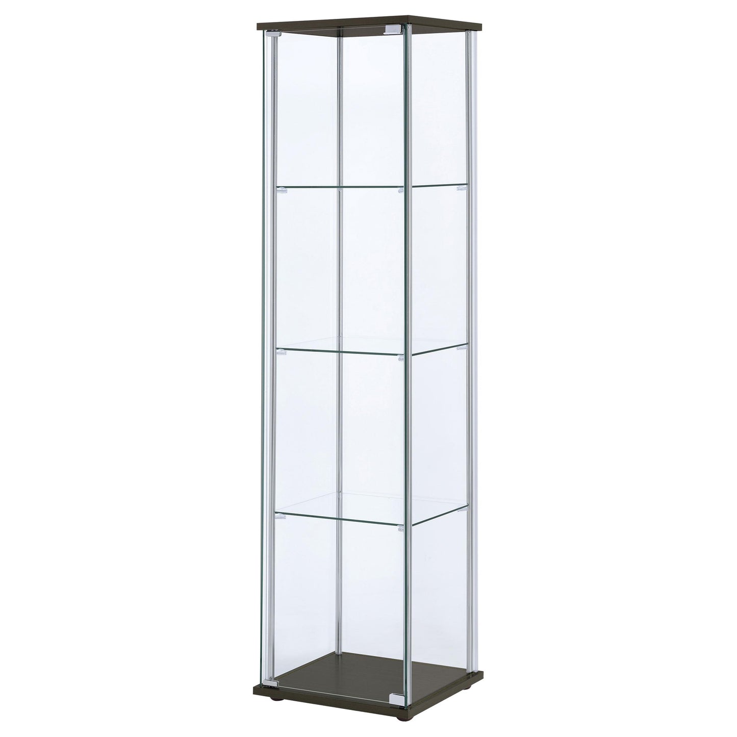 Coaster Furniture Bellatrix 950172 4-shelf Clear Glass Curio Cabinet - Cappuccino IMAGE 3
