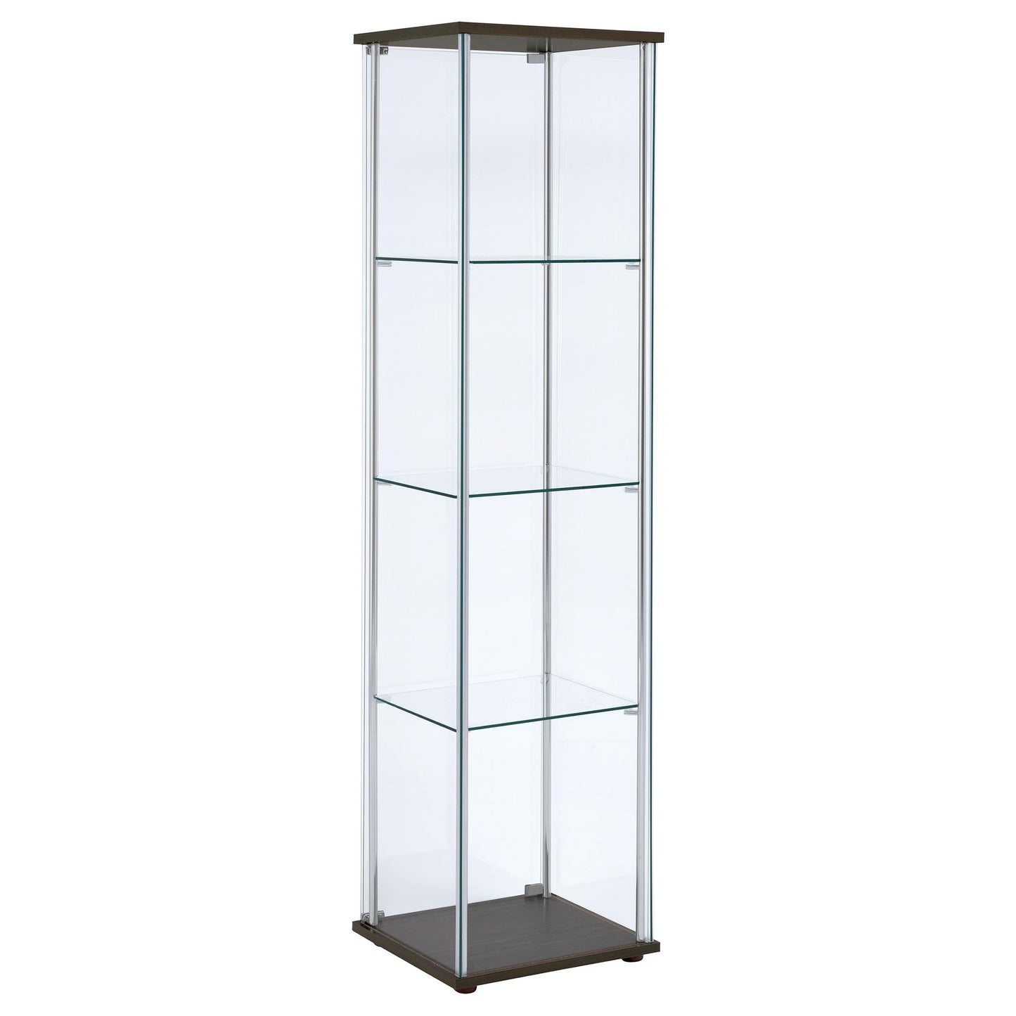 Coaster Furniture Bellatrix 950172 4-shelf Clear Glass Curio Cabinet - Cappuccino IMAGE 5