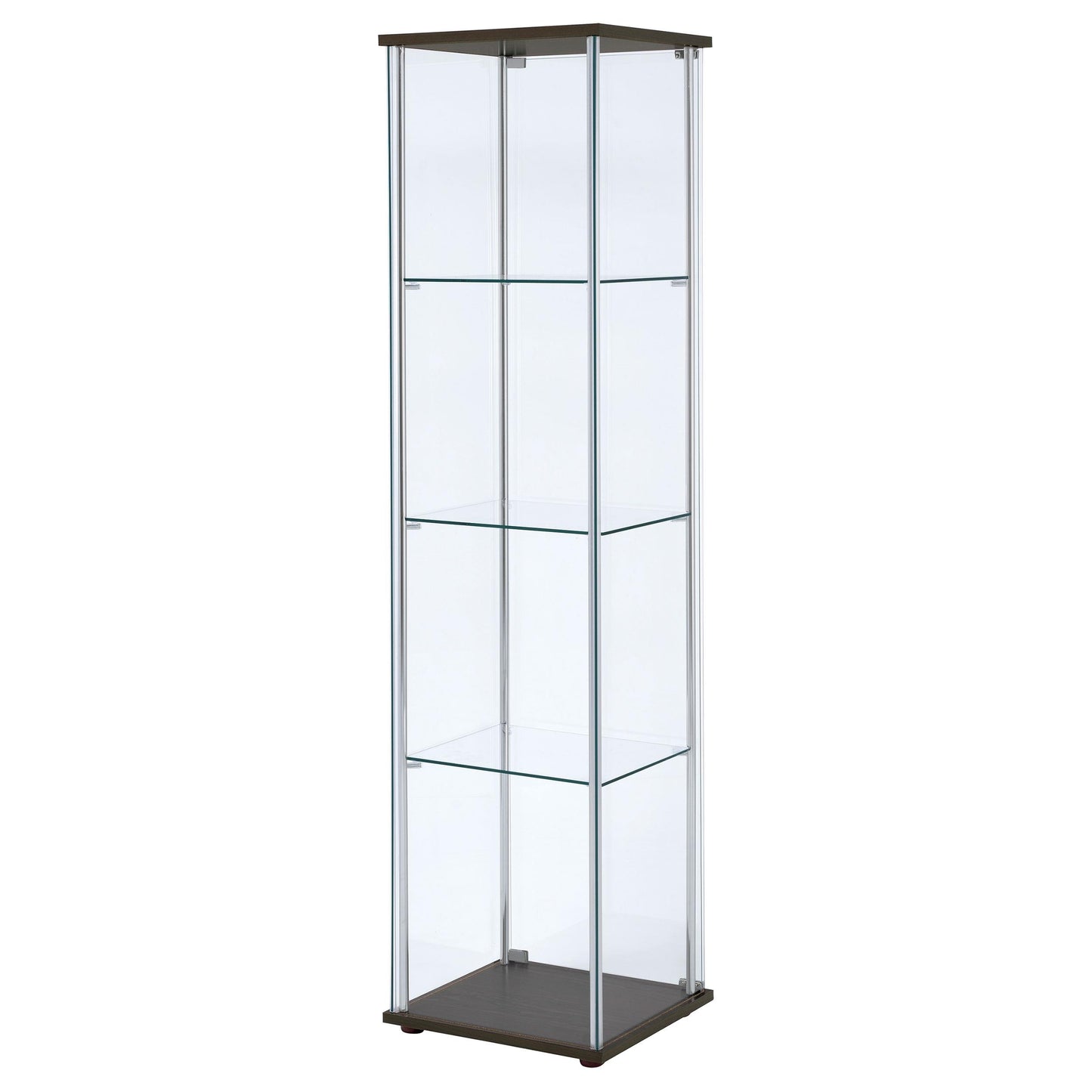 Coaster Furniture Bellatrix 950172 4-shelf Clear Glass Curio Cabinet - Cappuccino IMAGE 7