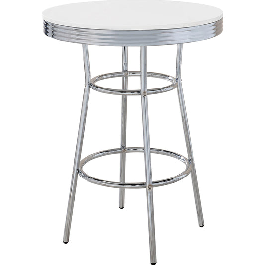 Coaster Furniture Retro 2300 Round 30-inch 1950's Bistro Pub Height Bar Table - White IMAGE 1