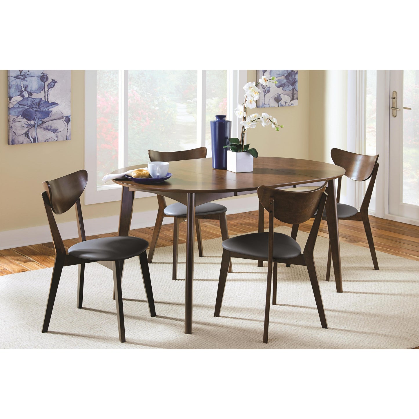 Coaster Furniture Jedda 105361 Oval 60-inch Extension Leaf Dining Table - Dark Walnut IMAGE 4