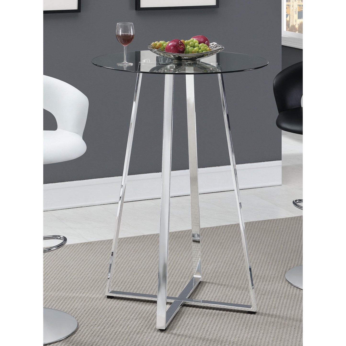 Coaster Furniture Zanella 100026 Round 30-inch Glass Top Bistro Bar Table - Chrome IMAGE 2
