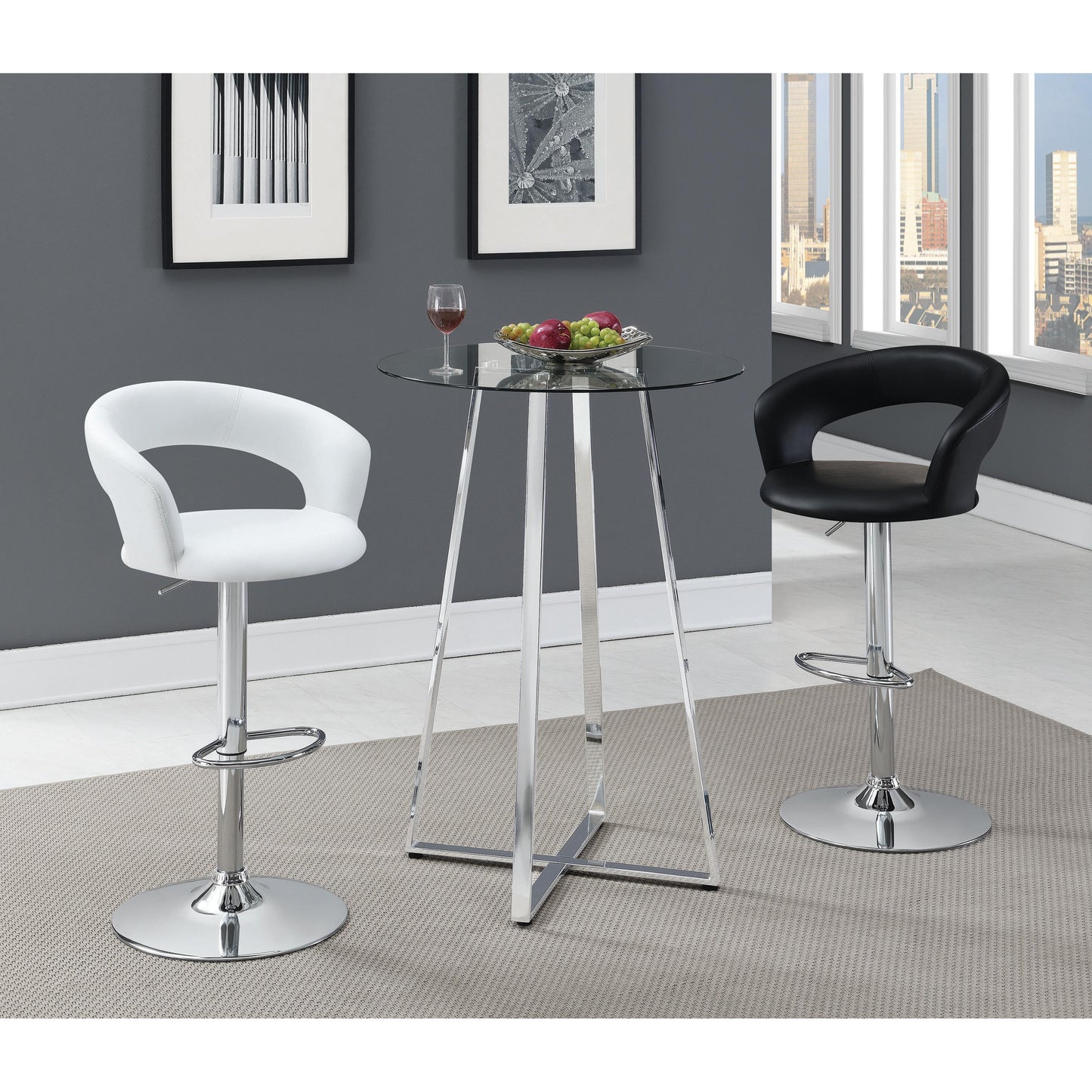 Coaster Furniture Zanella 100026 Round 30-inch Glass Top Bistro Bar Table - Chrome IMAGE 4