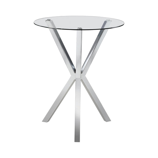 Coaster Furniture Denali 100186 Round 35-inch Glass Top Bistro Bar Table - Chrome IMAGE 1