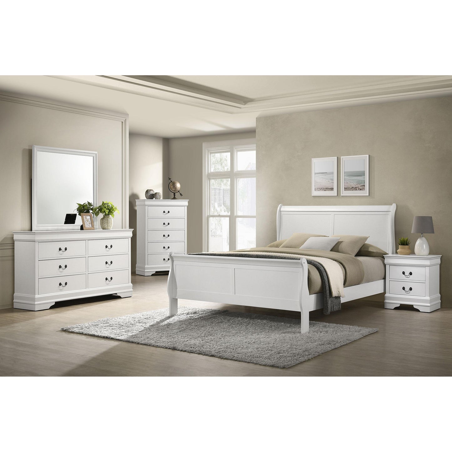 Coaster Furniture Louis Philippe 202441T-S5 7 pc Twin Sleigh Bedroom Set IMAGE 1