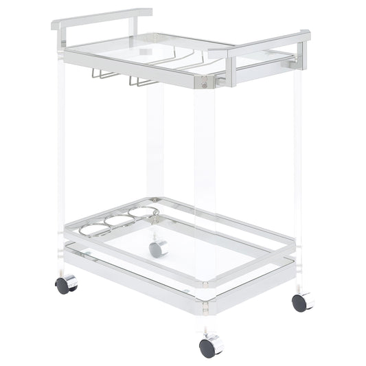 Coaster Furniture Jefferson 902589 2-tier Glass Shelf Acrylic Bar Cart - Chrome IMAGE 1