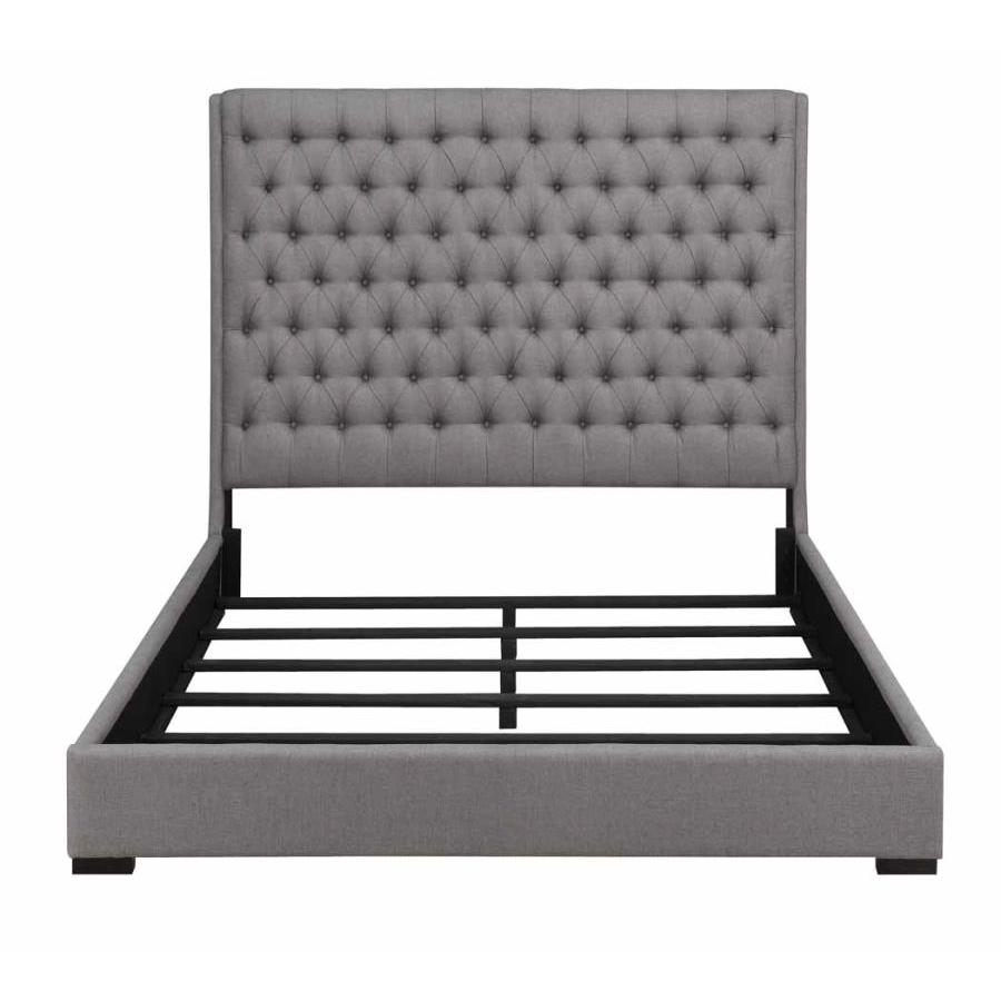 Coaster Furniture Camille 300621KE Upholstered Eastern King Panel Bed - Grey IMAGE 2