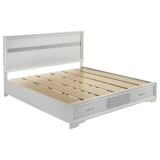 Coaster Furniture Miranda 205111KE 51-inch Wood Eastern King Storage Panel Bed - White IMAGE 1