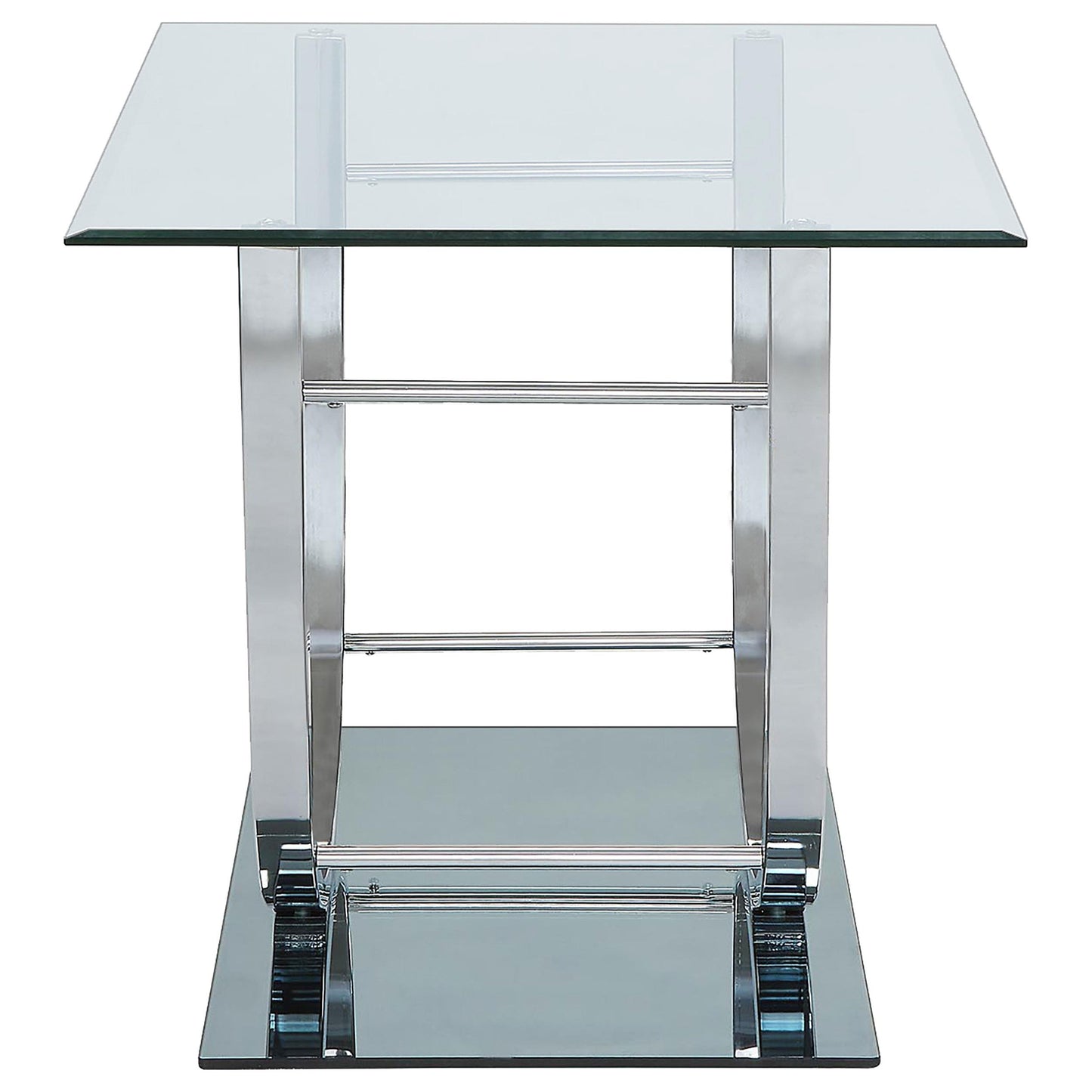 Coaster Furniture Danville 704987 Square U-Shaped Glass Top Side End Table - Chrome IMAGE 4