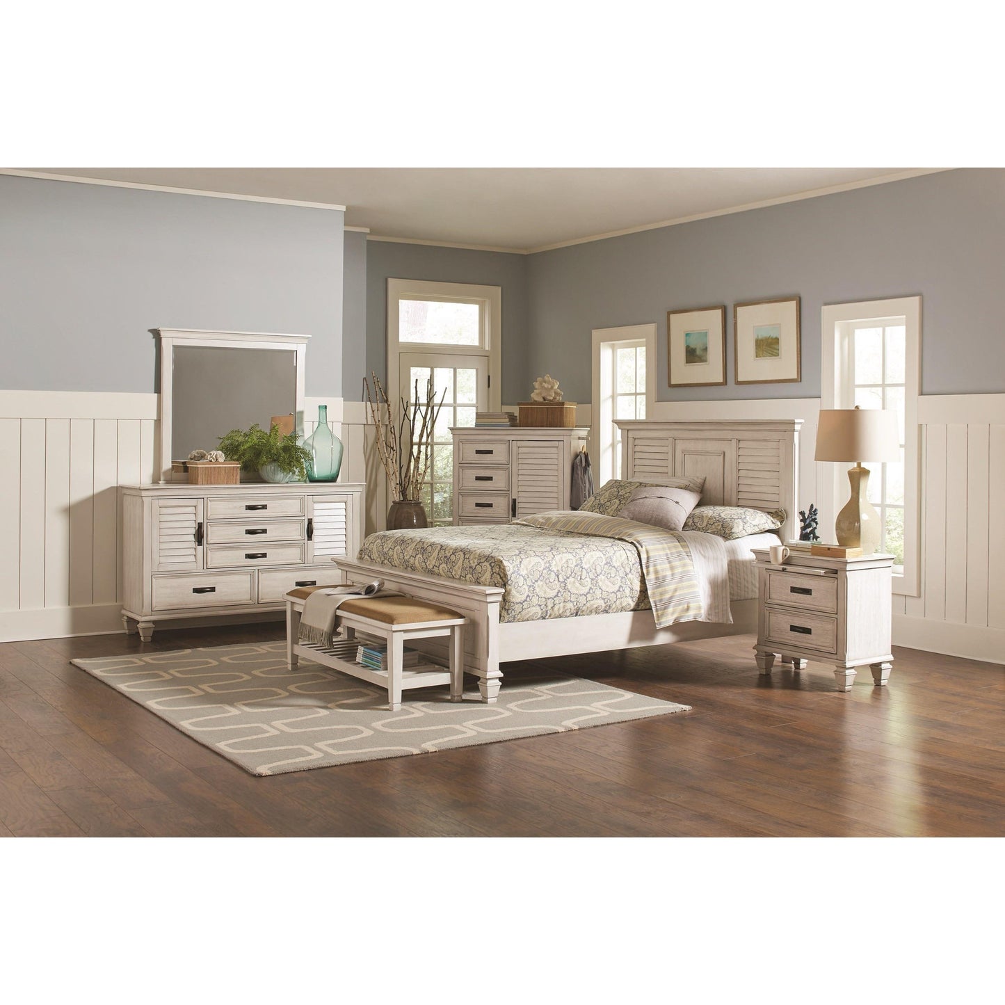 Coaster Furniture Franco 205334 Dresser Mirror - Distressed White IMAGE 3