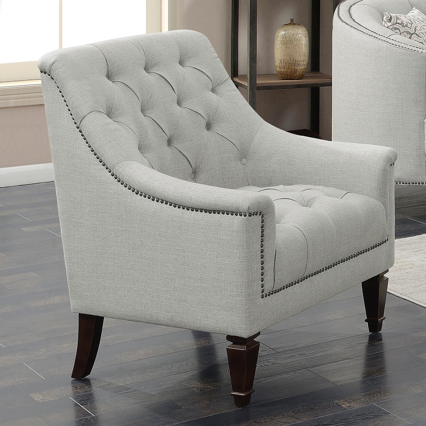 Coaster Furniture Avonlea 505643 Fabric Upholstered Sloped Arm Chair - Grey Fabric IMAGE 9