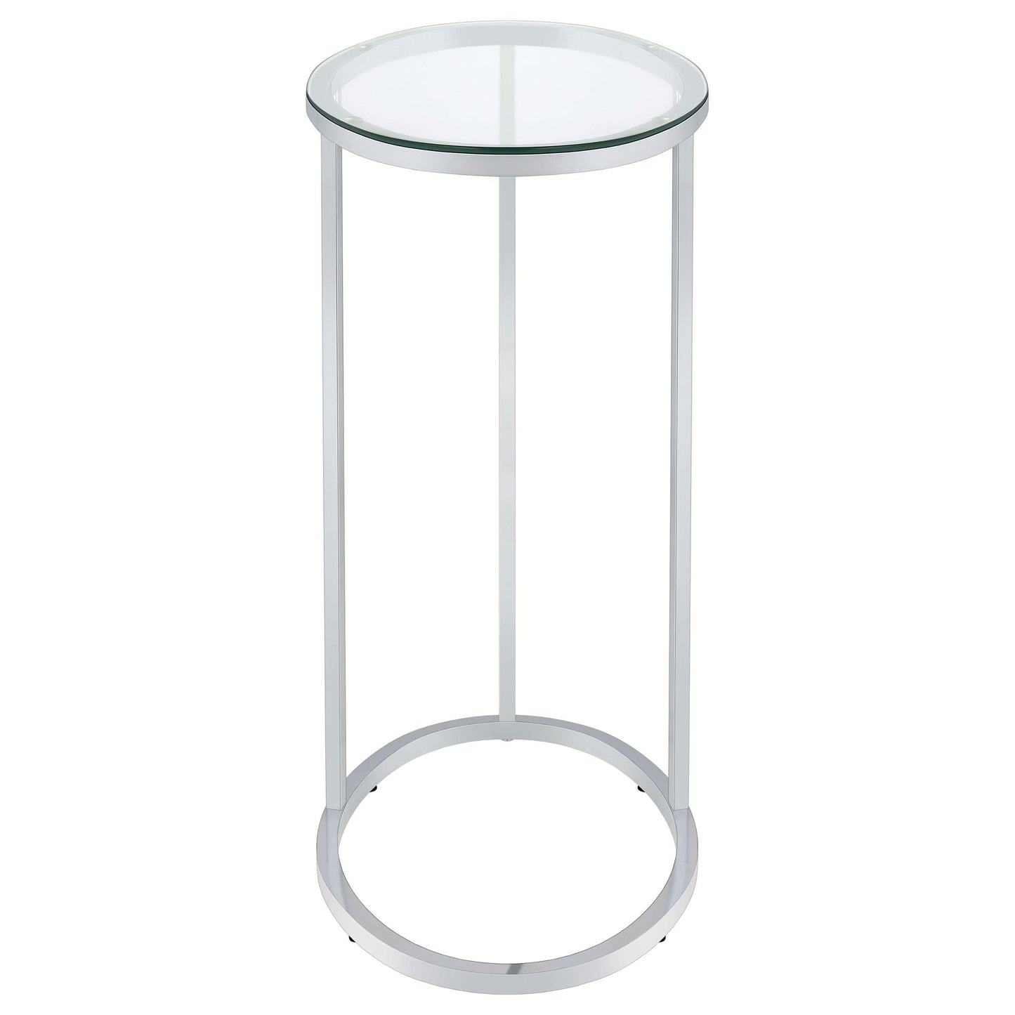 Coaster Furniture Kyle 902927 Oval Glass Top C-Shaped Sofa Side Table - Chrome IMAGE 2