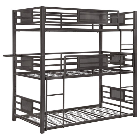 Coaster Furniture Rogen 460394T Metal Twin Triple Bunk Bed - Dark Bronze IMAGE 1