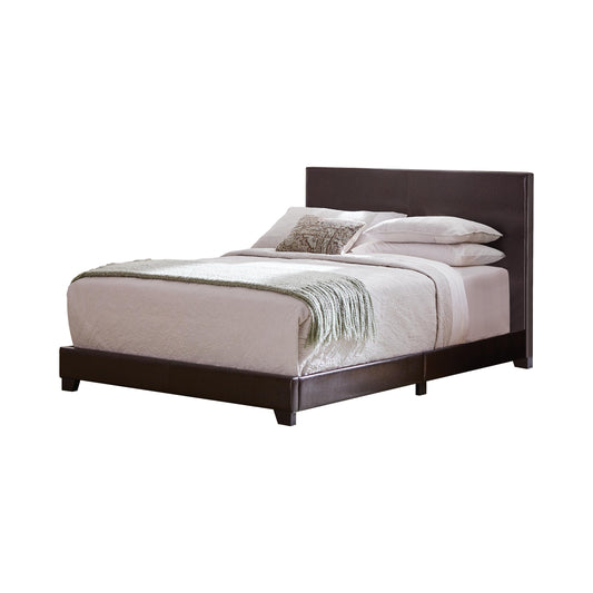 Coaster Furniture Dorian 300762Q Faux Leather Upholstered Queen Panel Bed - Brown IMAGE 1