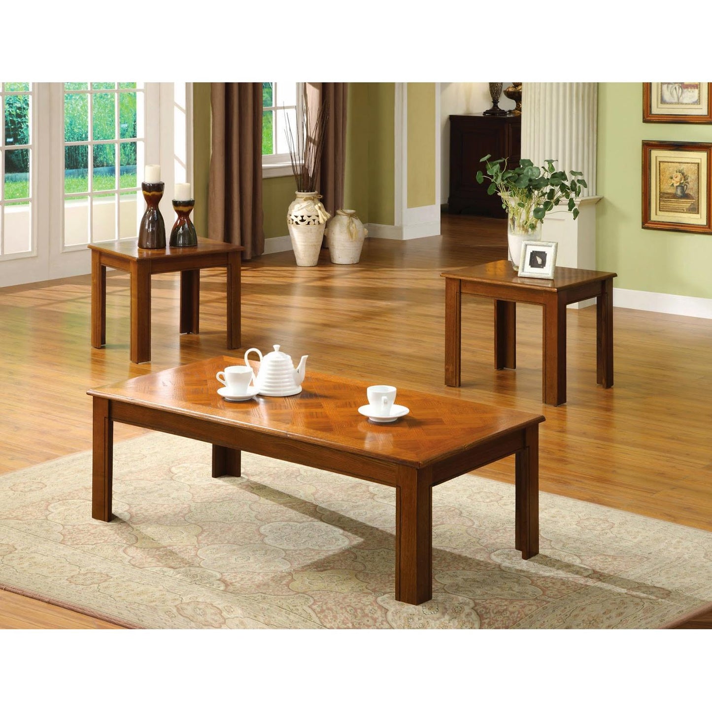 Furniture of America Town Square II Occasional Table Set CM4168OAK-3PK IMAGE 1