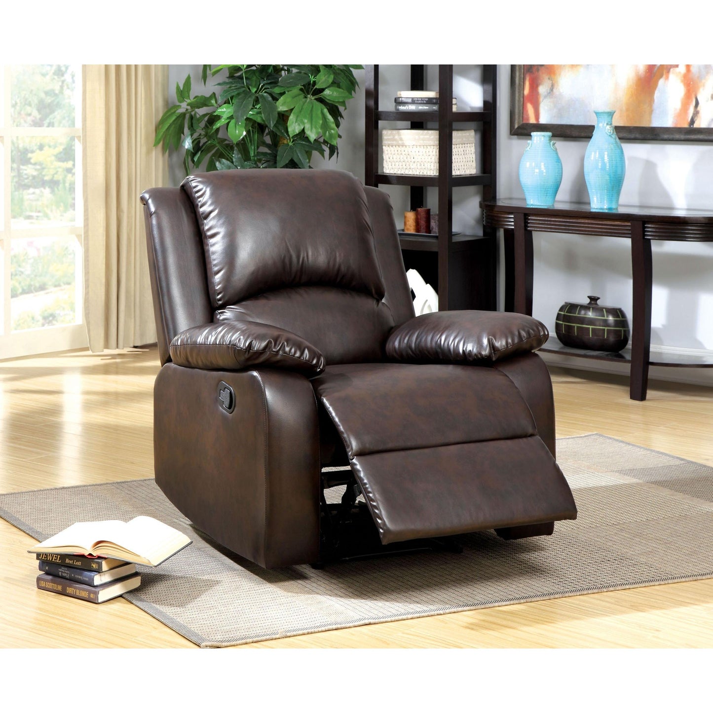 Furniture of America Oxford Manual Leatherette Recliner CM6555-C IMAGE 1