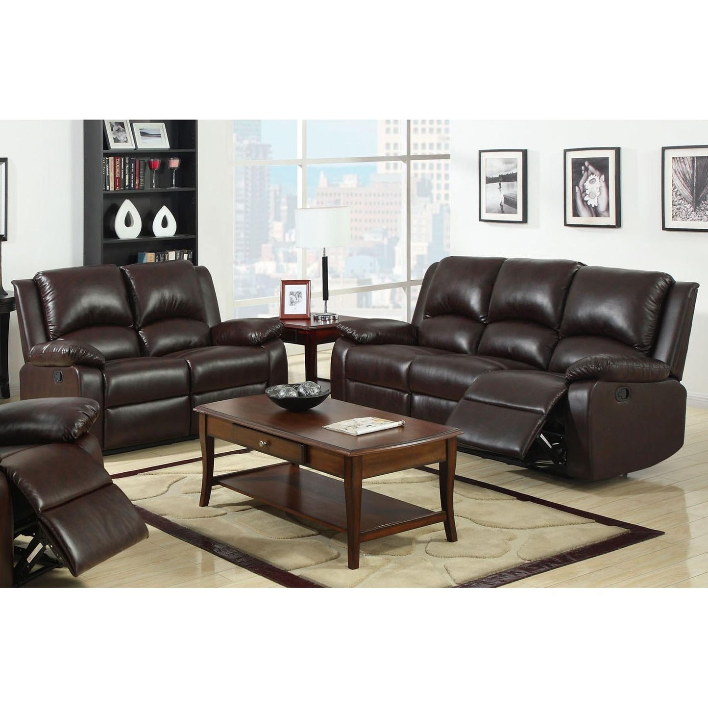 Furniture of America Oxford Manual Reclining Leather Loveseat CM6555-L IMAGE 2