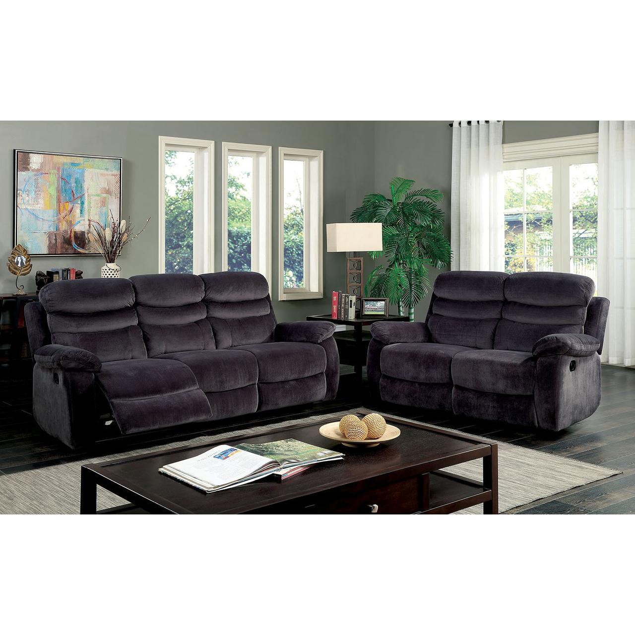 Furniture of America Leigh Manual Reclining Fabric Sofa CM6238-SF IMAGE 2