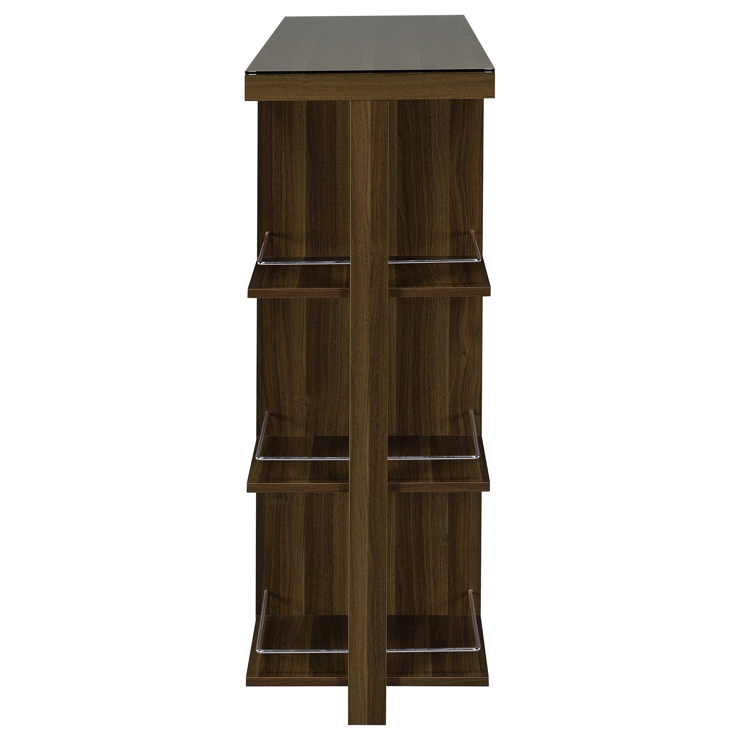 Coaster Furniture Evelio 100439 6-shelf Glass Top Home Bar Wine Cabinet - Walnut IMAGE 4