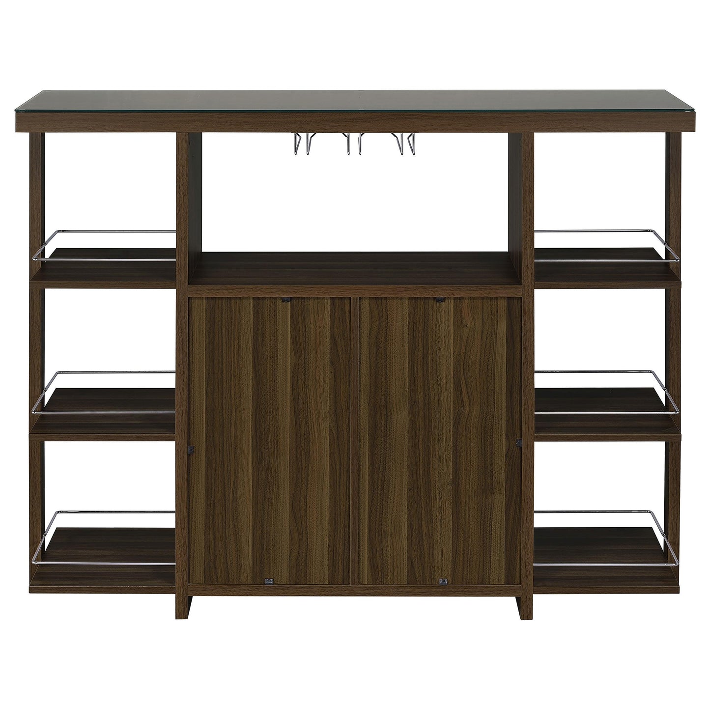 Coaster Furniture Evelio 100439 6-shelf Glass Top Home Bar Wine Cabinet - Walnut IMAGE 6