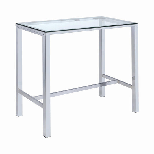 Coaster Furniture Tolbert 104873 Rectangular 47-inch Glass Top Pub Bar Table - Chrome IMAGE 1