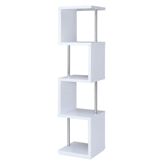 Coaster Furniture Baxter 801418 67-inch 4-shelf Bookshelf - White and Chrome IMAGE 1