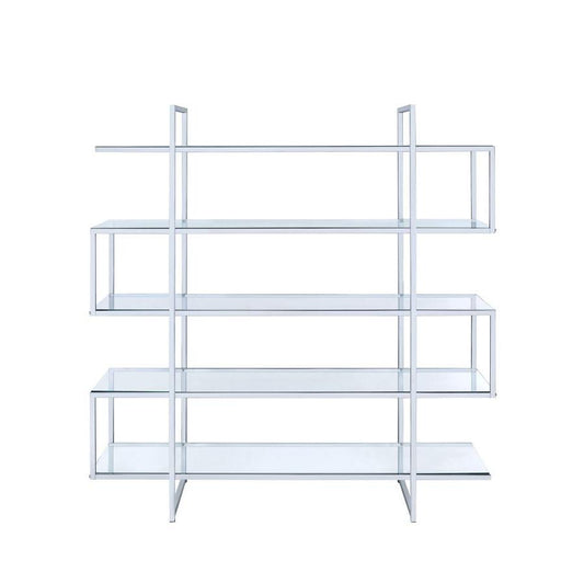 Coaster Furniture Elmer 801304 63-inch 5-shelf Bookshelf - Clear and Chrome IMAGE 1