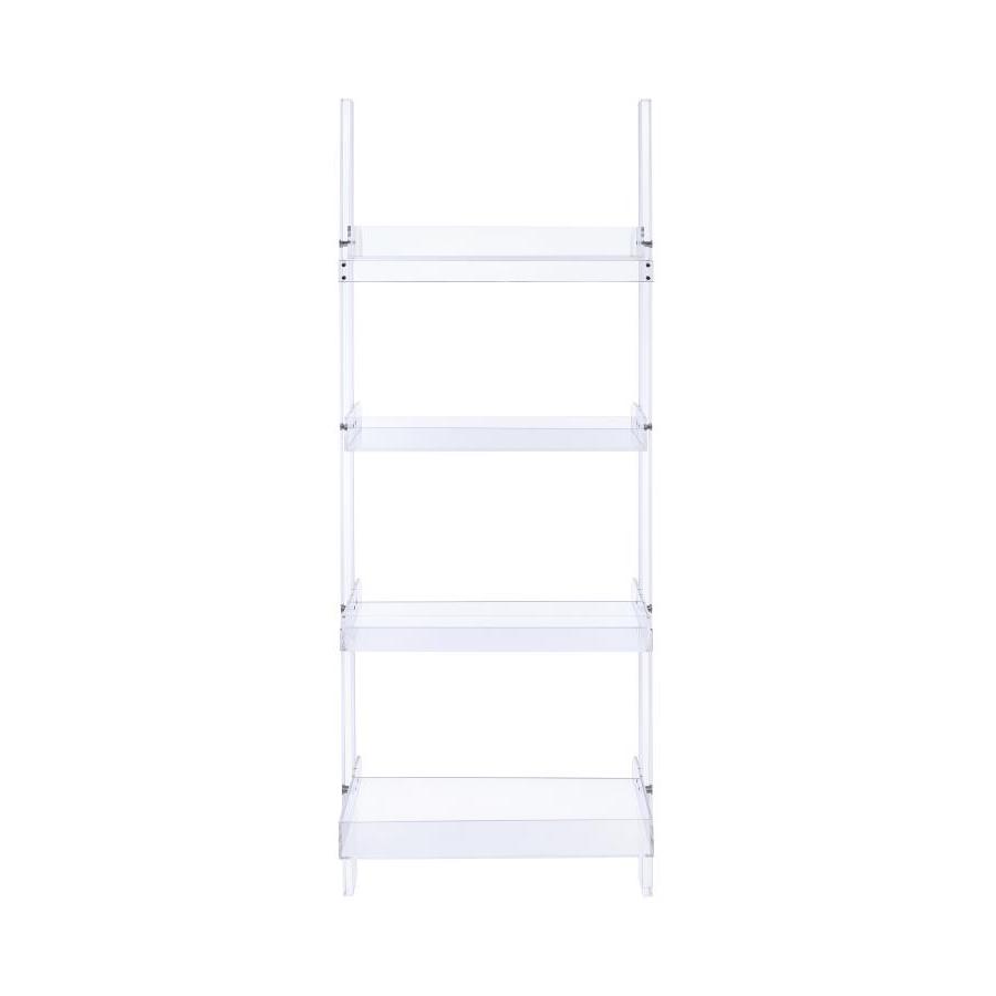 Coaster Furniture Amaturo 801553 72-inch 4-shelf Acrylic Ladder Bookshelf - Clear IMAGE 2