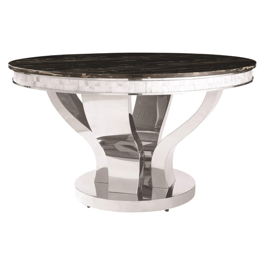 Coaster Furniture Anchorage 107891 Round 51-inch Glass Top Dining Table - Chrome IMAGE 1