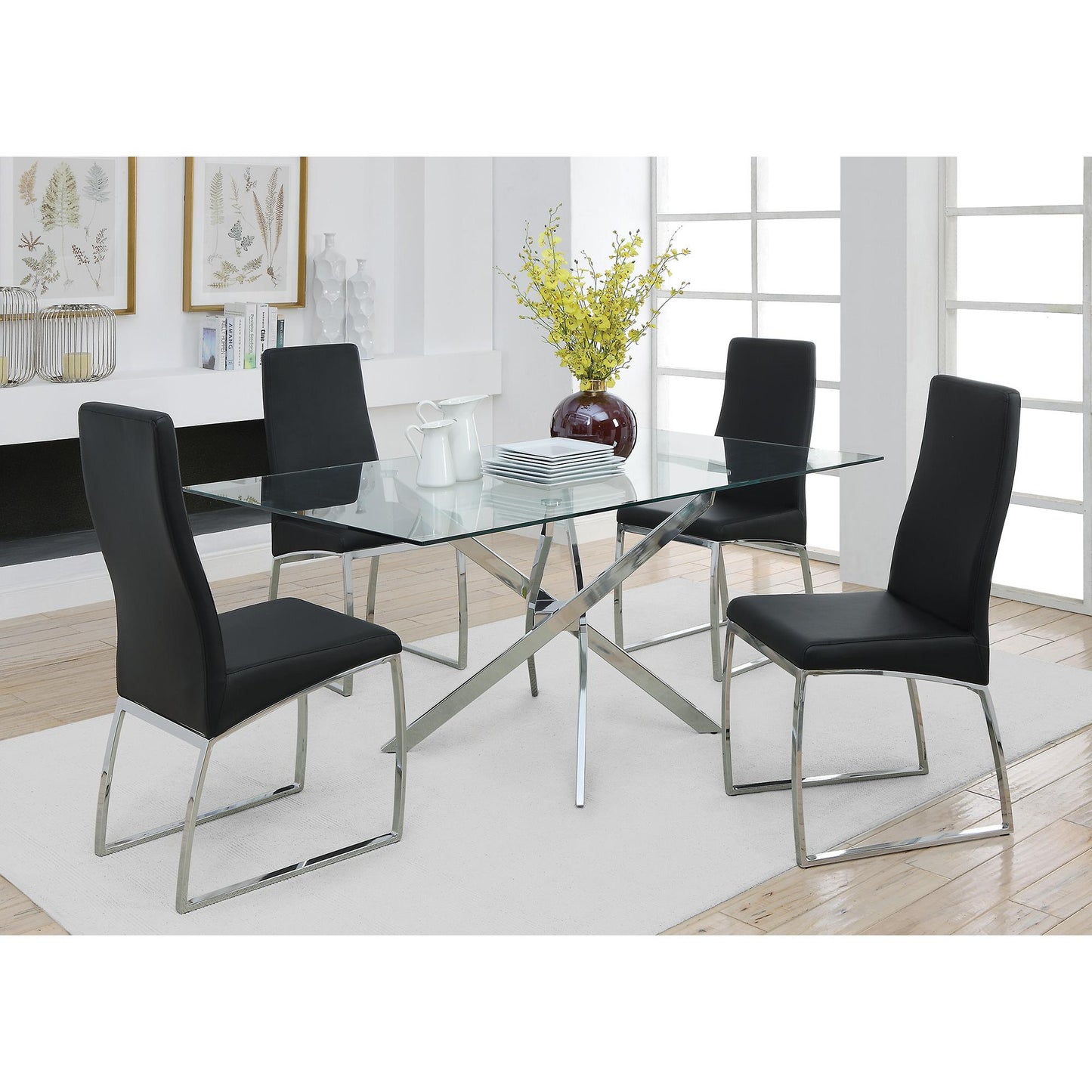 Coaster Furniture Carmelo 107931 Rectangular 66-inch Glass Top Dining Table - Chrome IMAGE 3