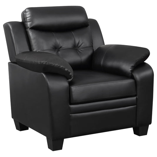 Coaster Furniture Finley 506553 Upholstered Padded Arm Tufted Accent Chair - Black IMAGE 1