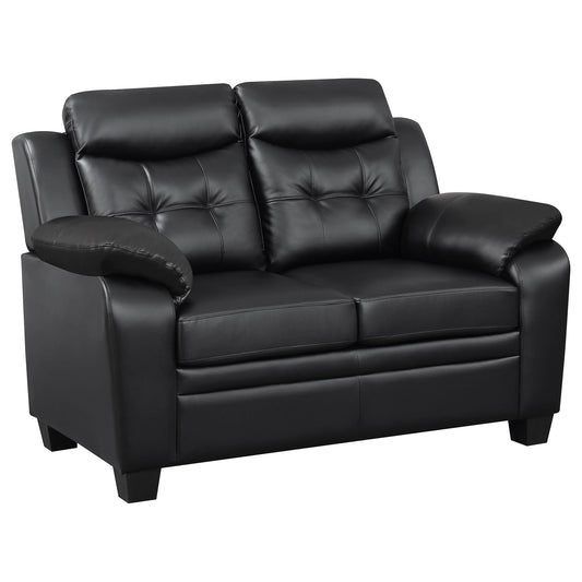 Coaster Furniture Finley 506552 Upholstered Padded Arm Tufted Loveseat - Black IMAGE 1