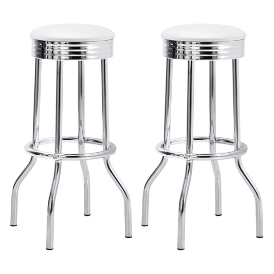 Coaster Furniture Retro 2299W Upholstered Metal Swivel Bar Stool - White (Set of 2) IMAGE 1