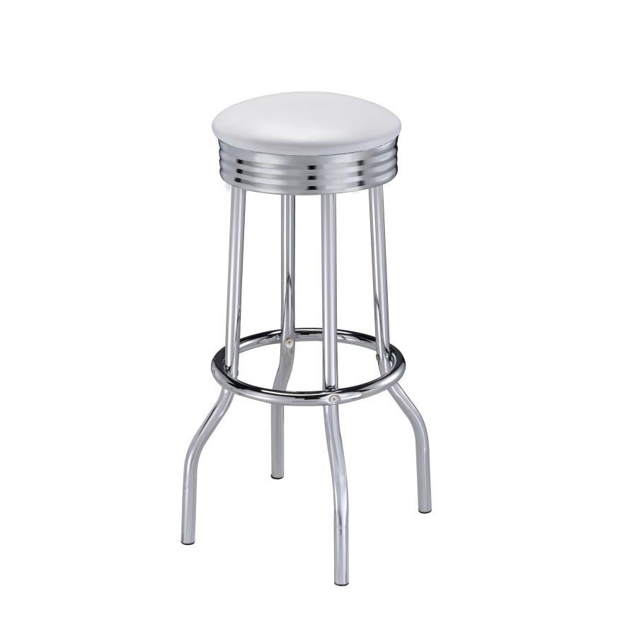 Coaster Furniture Retro 2299W Upholstered Metal Swivel Bar Stool - White (Set of 2) IMAGE 1