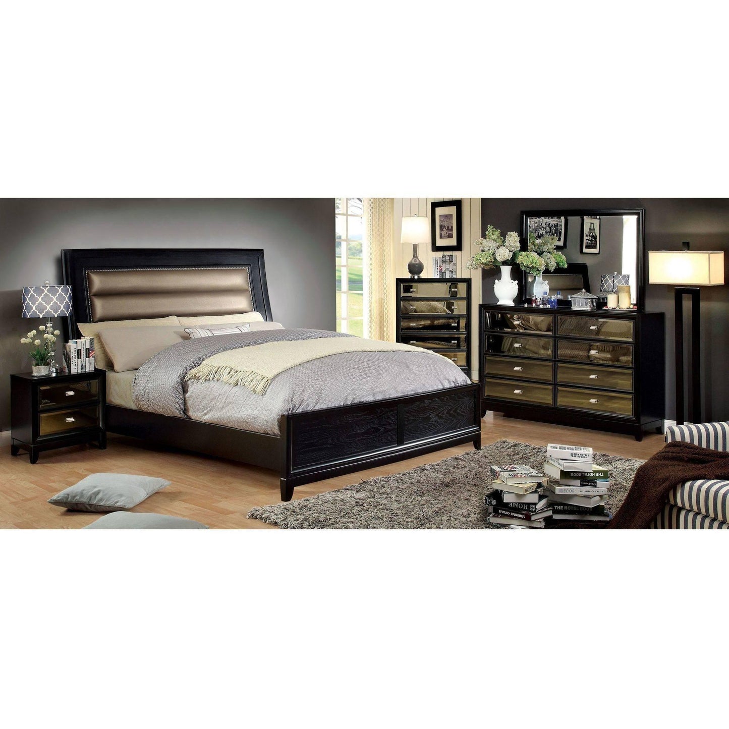 Furniture of America Golva King Upholstered Panel Bed CM7295EK-BED IMAGE 3