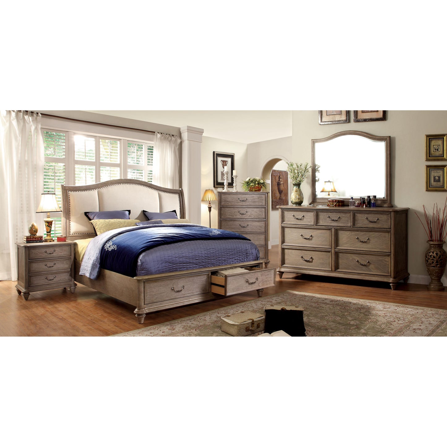 Furniture of America Belgrade I California King Upholstered Panel Bed with Storage CM7614CK-BED IMAGE 3
