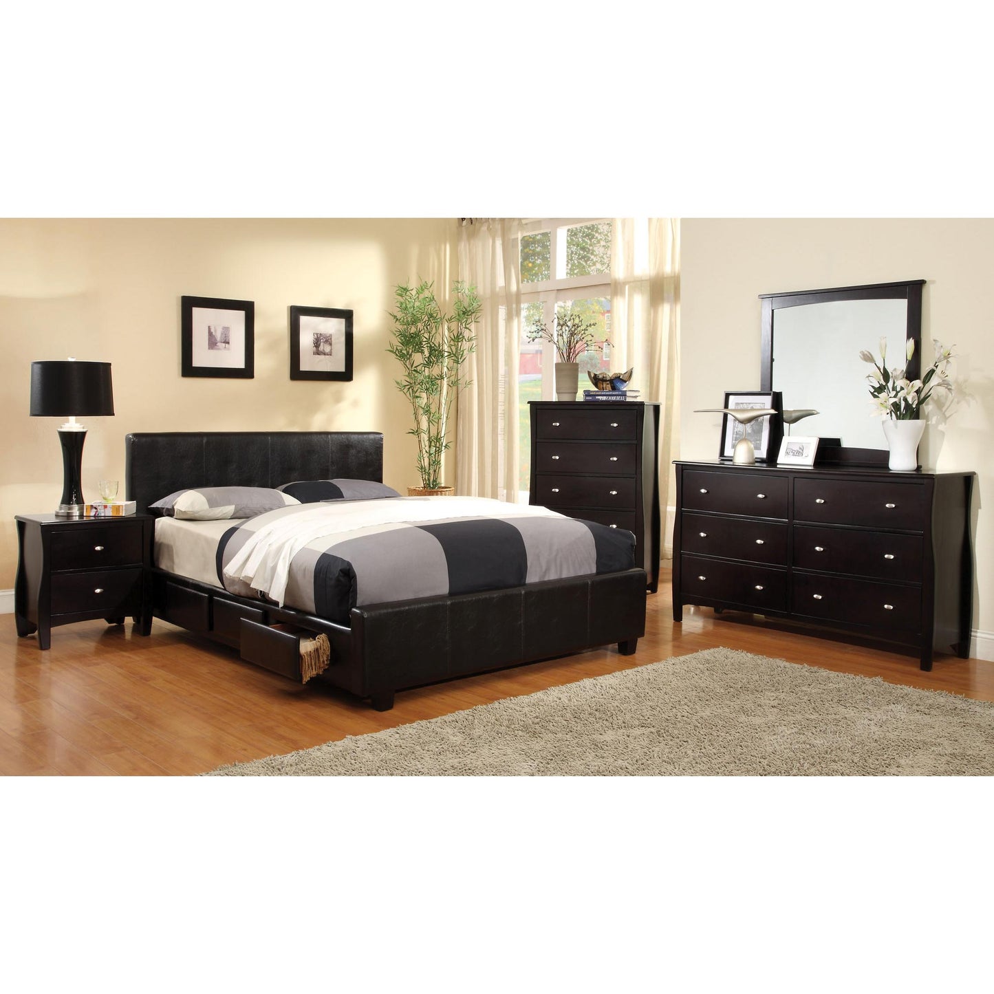 Furniture of America Burlington King Upholstered Panel Bed with Storage CM7009EK-BED IMAGE 3