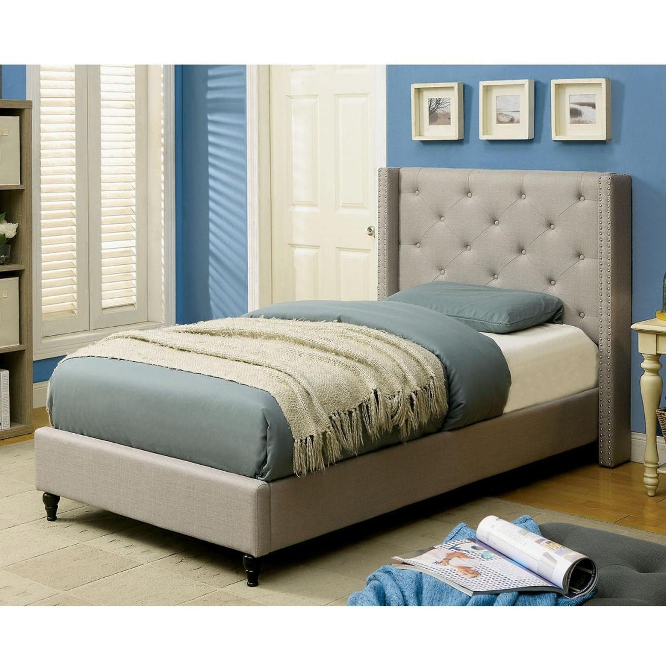 Furniture of America Anabelle Twin Upholstered Panel Bed CM7677GY-T-BED IMAGE 4