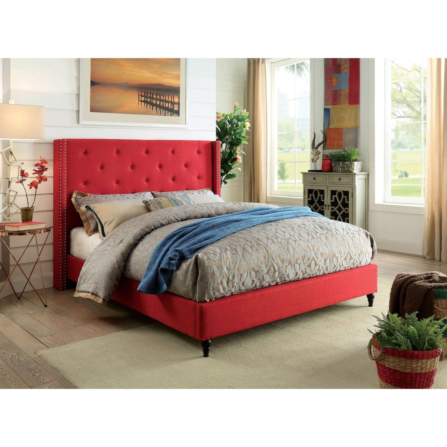 Furniture of America Anabelle King Upholstered Panel Bed CM7677RD-EK-BED IMAGE 6