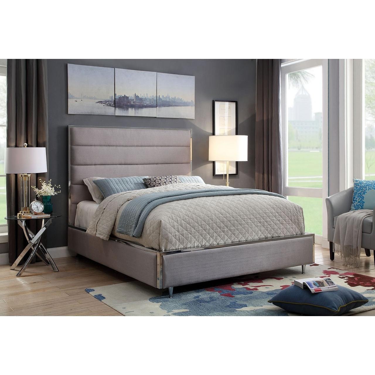 Furniture of America Gillian Twin Upholstered Panel Bed CM7262GY-T-BED IMAGE 5