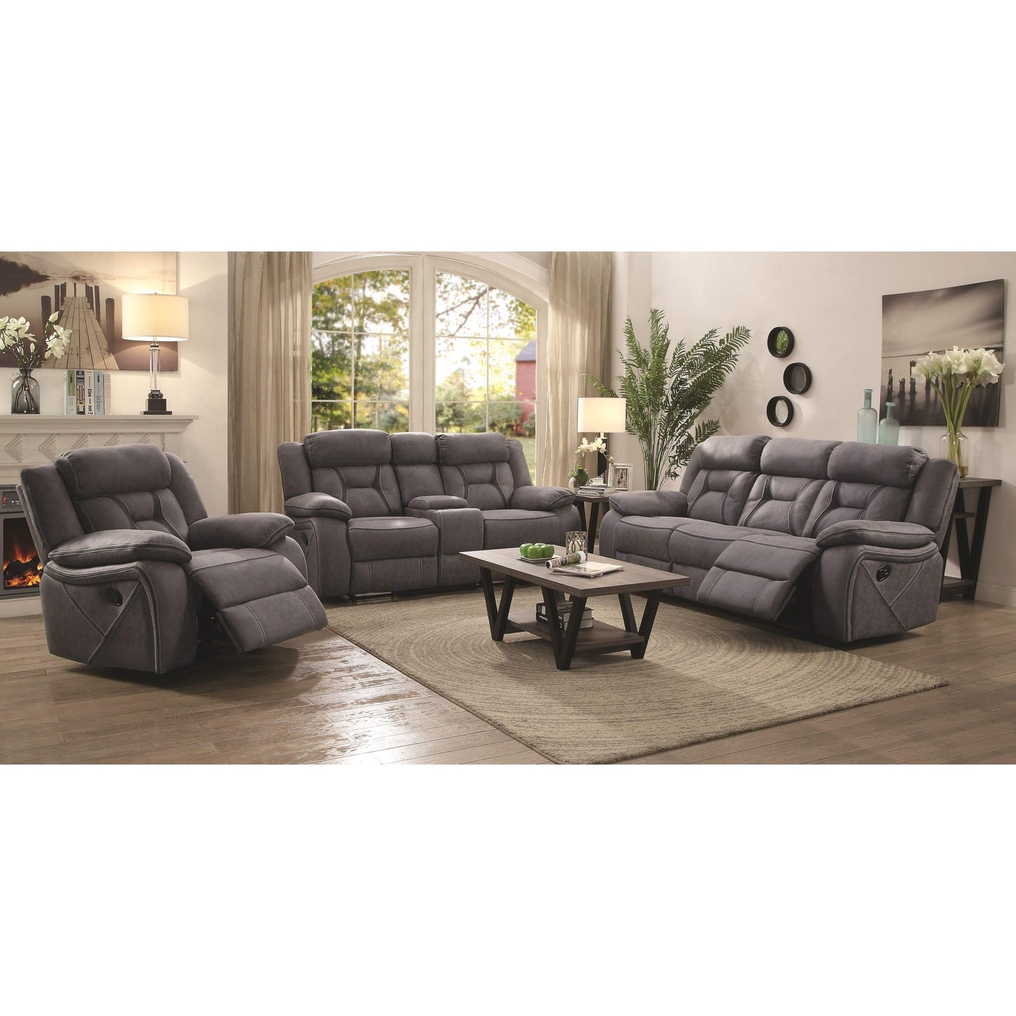 Coaster Furniture Higgins 602263 Upholstered Glider Recliner Chair - Grey IMAGE 2