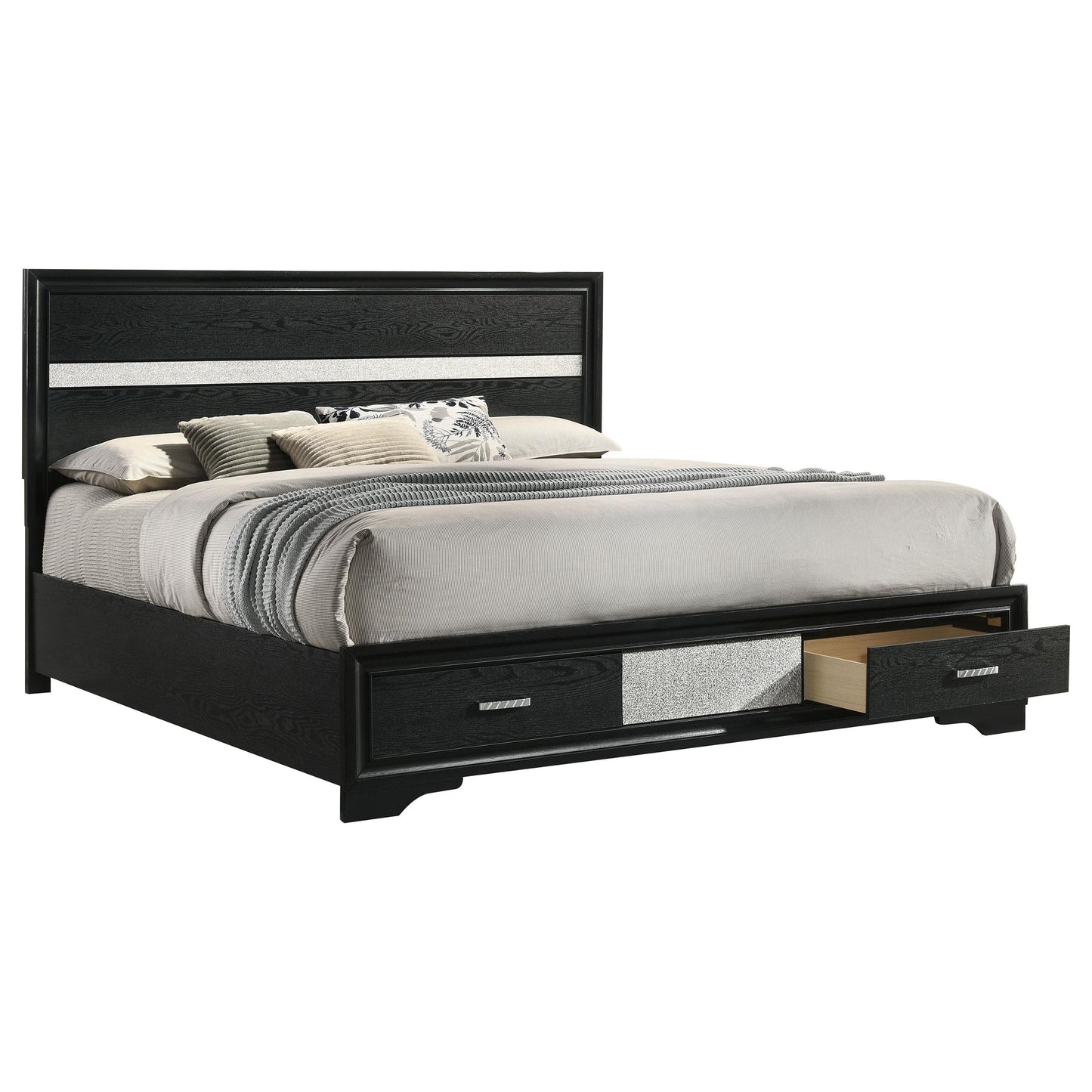 Coaster Furniture Miranda 206361KE 51-inch Wood Eastern King Storage Panel Bed - Black IMAGE 2