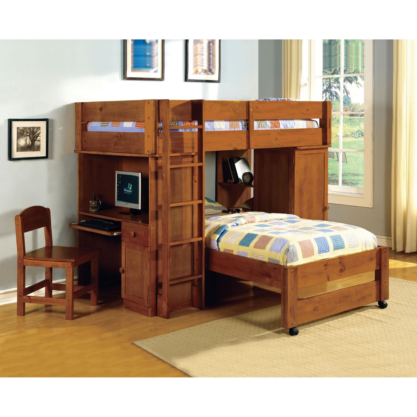 Furniture of America Kids Beds Loft Bed CM-BK529-OAK-SET IMAGE 3