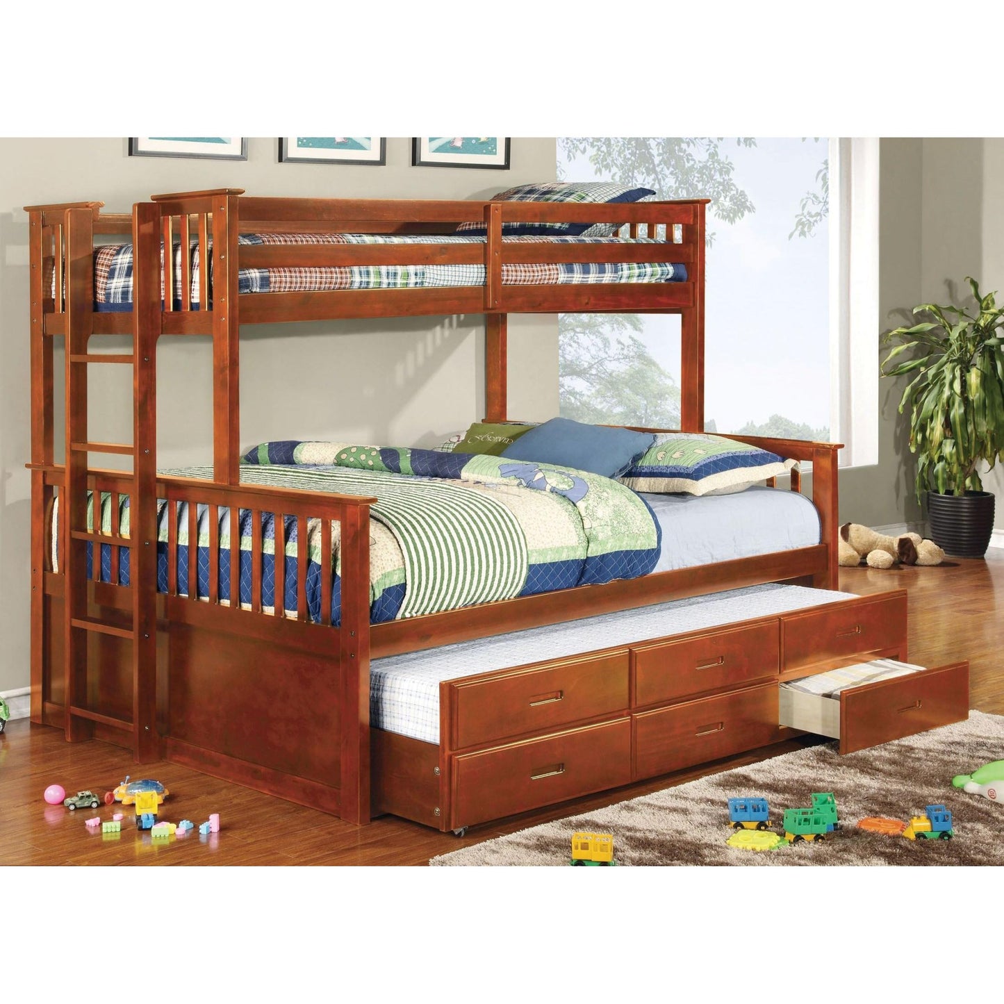 Furniture of America Kids Beds Trundle Bed CM-BK458Q-CTR-OAK IMAGE 2