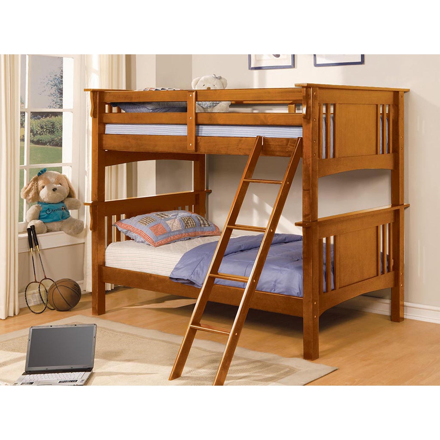 Furniture of America Kids Beds Bunk Bed CM-BK602T-OAK-BED IMAGE 2