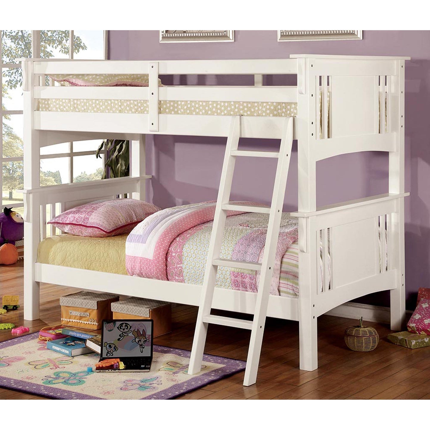 Furniture of America Kids Beds Bunk Bed CM-BK602T-WH-BED IMAGE 1