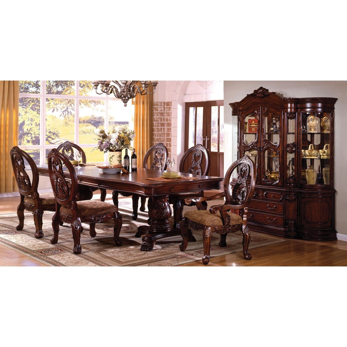 Furniture of America Tuscany I Dining Table with Pedestal Base CM3845P-CH-T-TABLE IMAGE 2