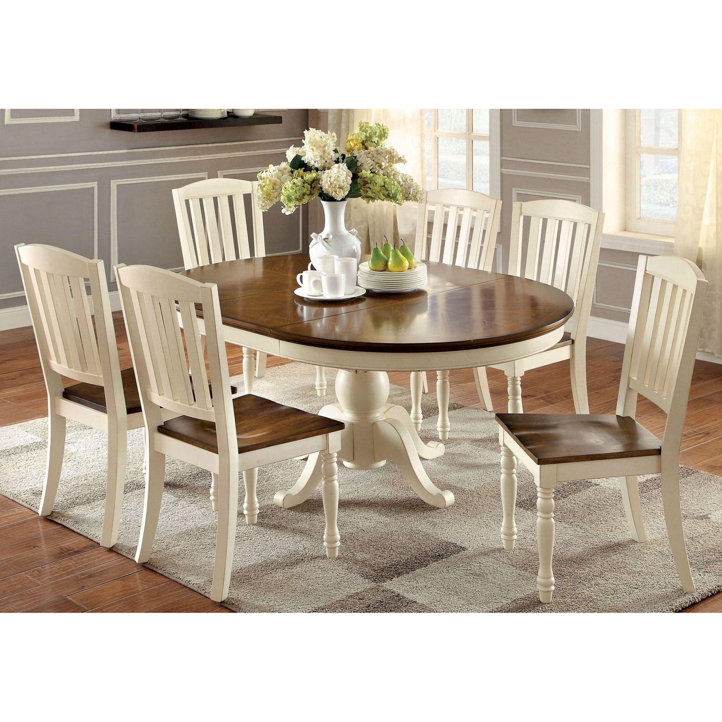 Furniture of America Oval Harrisburg Dining Table with Pedestal Base CM3216OT-TABLE IMAGE 6
